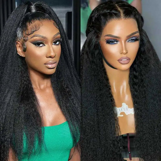 360 Lace Front Kinky Straight Human Hair Wigs For Women