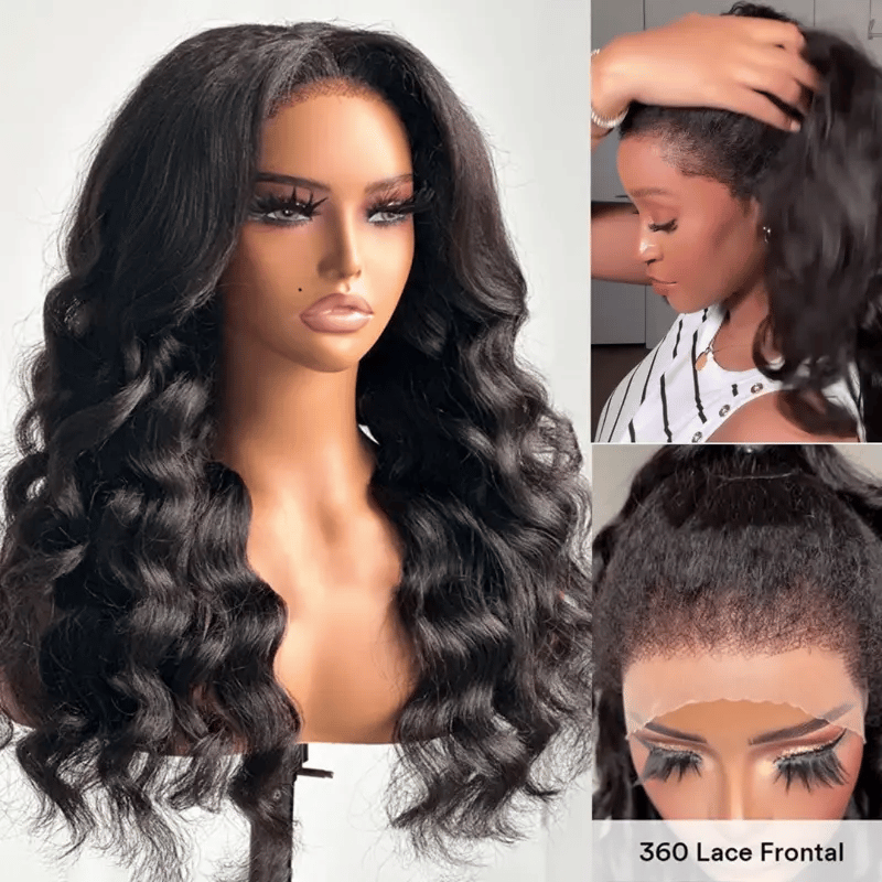 Newborn Hairline Kinky Body Wave Invisi Strap Glueless 360 Lace Frontal Pre-Everything Natural Wig