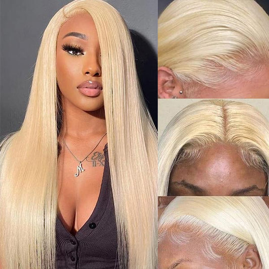 Glueless 613 Blonde Wear & Go 4*4 5*5 Transparent HD Lace Closure Straight Wig Ashimary Human Hair