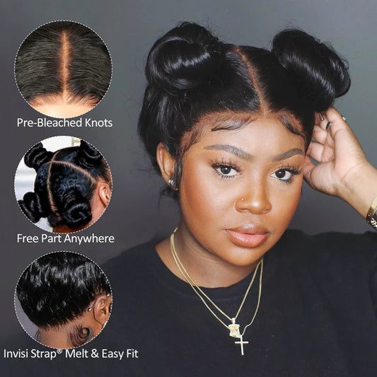 Full Lace Frontal with Invisi Strap Part Anywhere Classic Silky Straight Skin Lace Human Hair Wigs