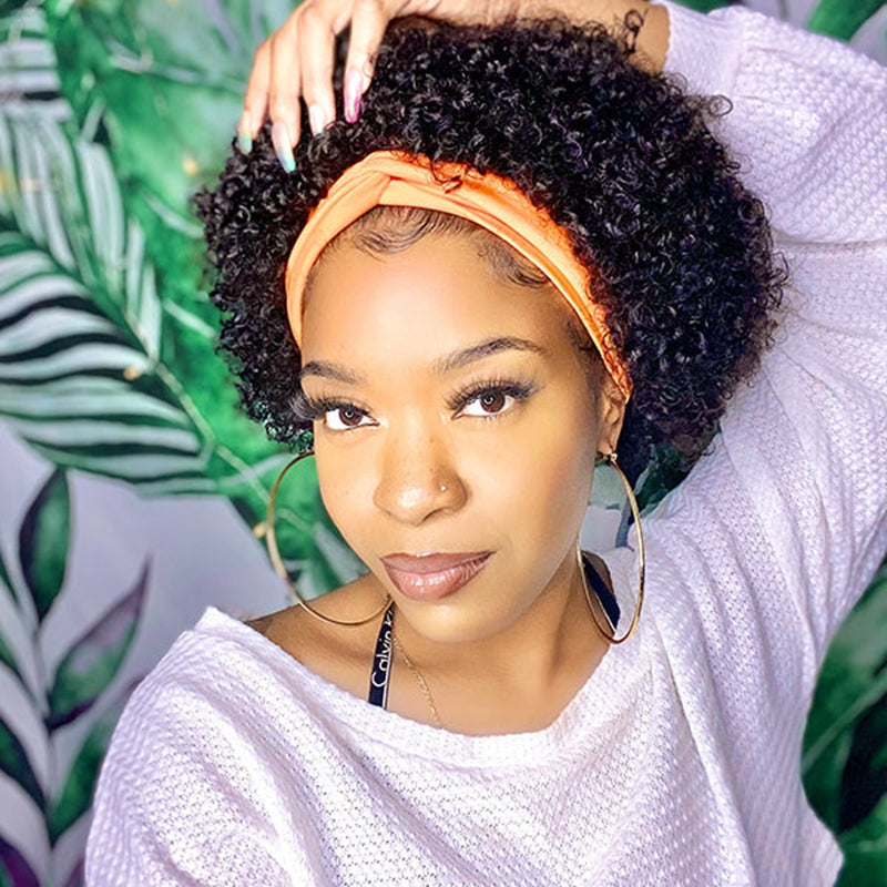 Jerry Curly Headband Bob Wig 100% Human Hair