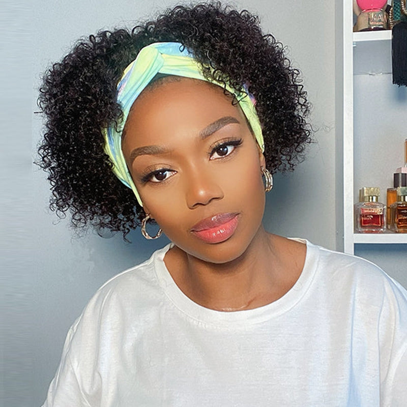 Jerry Curly Headband Bob Wig 100% Human Hair