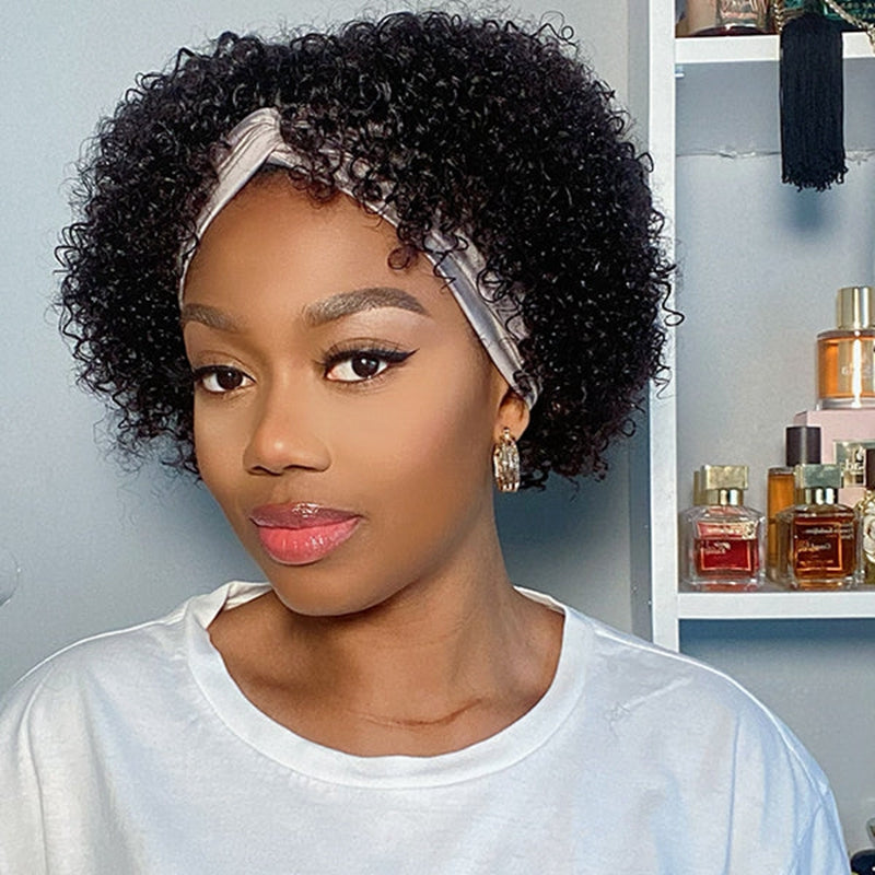 Jerry Curly Headband Bob Wig 100% Human Hair