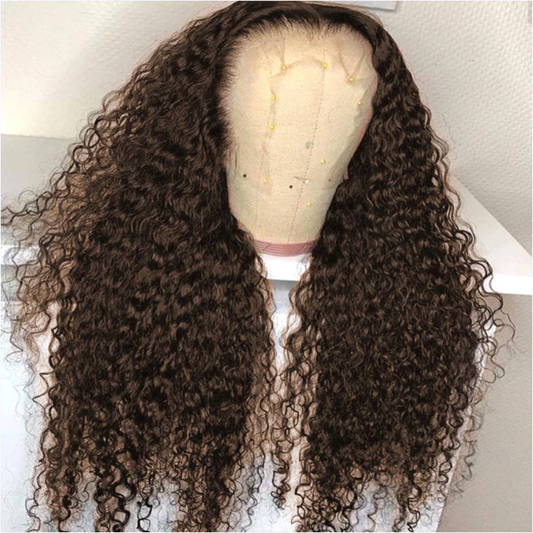 #4 Dark Brown Wig Deep Wave Lace Front Wigs Pre-plucked Human Hair Luxurious Customization