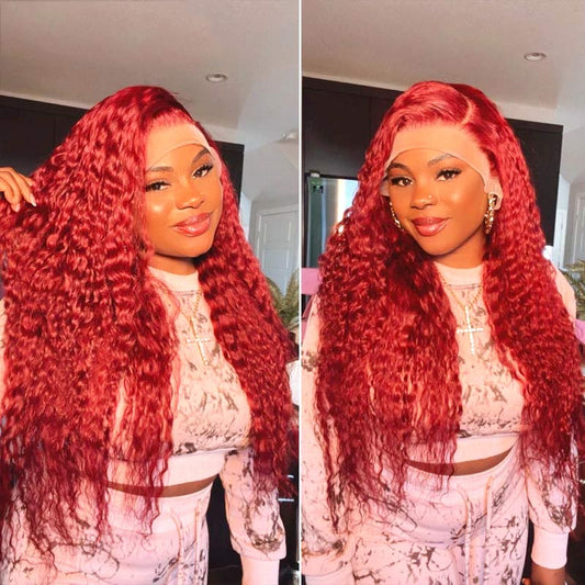 Red Lace Front Wig 13*4 Transparent Lace Ashimary Red Wig Human Hair