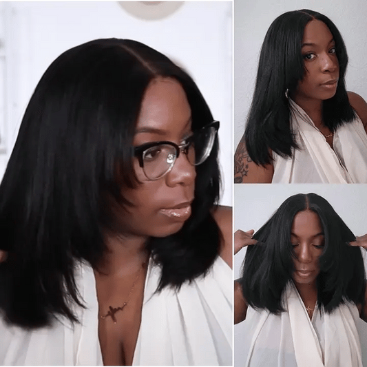 Wear Go Yaki Straight Glueless Bob Wig Pre Cut Lace Wig Natural Human Hair Wig