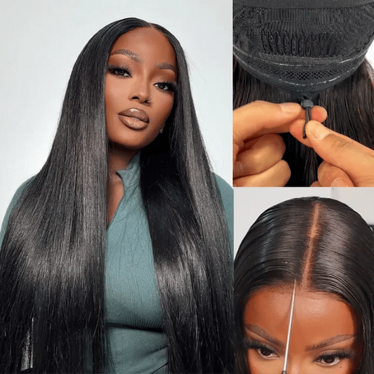 Ashimary Pull Go 13x6 Full Glueless Wig Transparent Lace Front Wig Straight Brazilian Human Hair