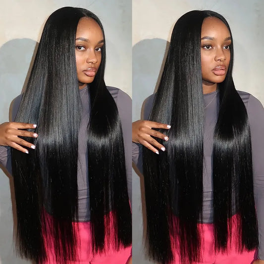 34-Inch 5x5 Bone Straight Transparent Lace Vietnamese Human Hair Wig for Black Women