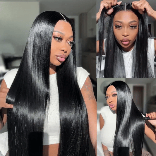Ready to Wear Straight Out of the Box Glueless HD Transparent Lace Closure Wig with Pre Cut Lace & Bleached Knots