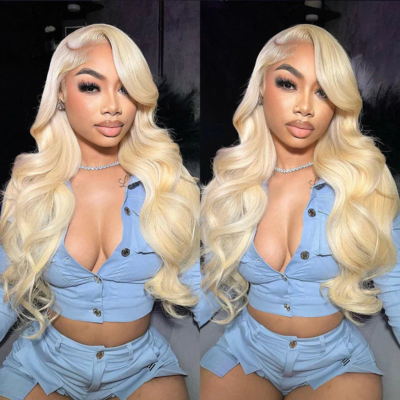 613 Blonde Body Wave Pull Go 13x6 Full Pre-Cut Glueless Lace Front Wig Brazilian Human Hair