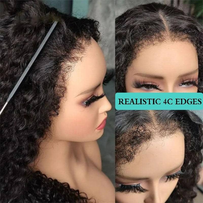 4C Natural Edges Water Wave Hair 13x4 13X6 HD Lace Front Wigs With Realistic Hairline