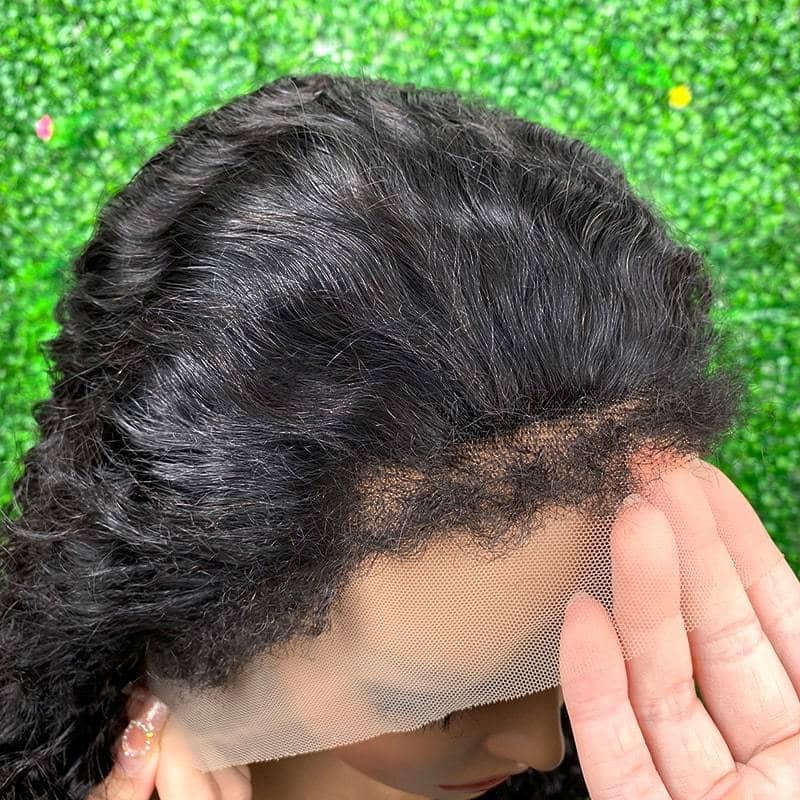 4C Natural Edges Curly Hair 13x4/13X6 Transparent HD Lace Front Wigs Water Wave Hair With Realistic Hairline