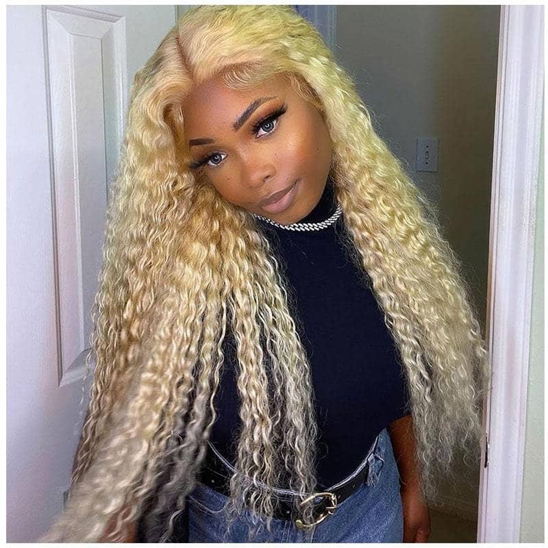 613 Blonde Water Wave 13x4 Lace Front Wig Transparent HD Lace Human Hair