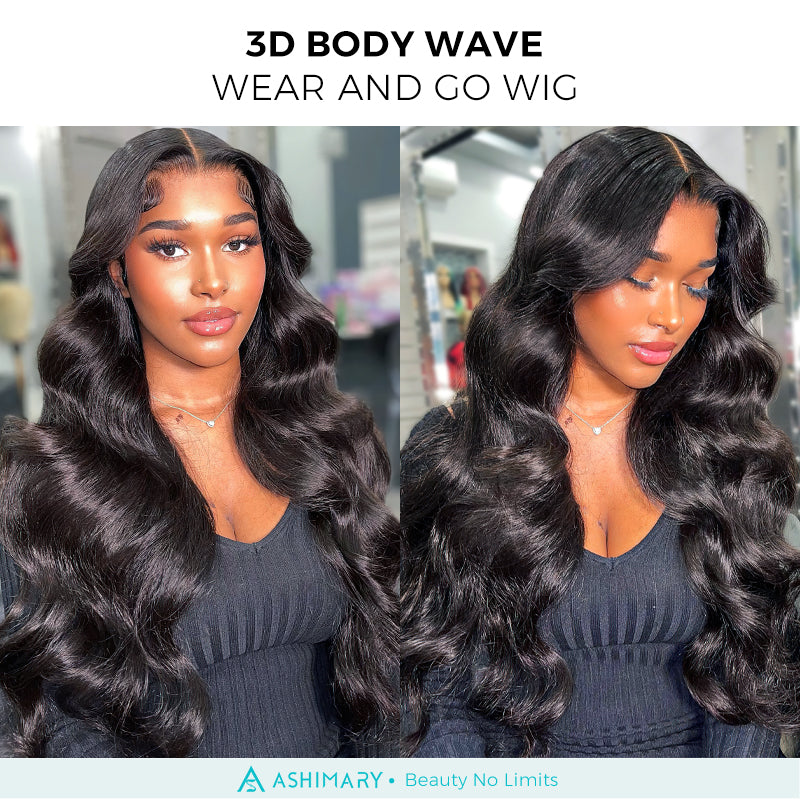 Glueless Wear & Go 13x4 Transparent Lace Body Wave Pre Cut Lace Ready To Wear Wig With Pre Bleached Knots & Plucked Hairline