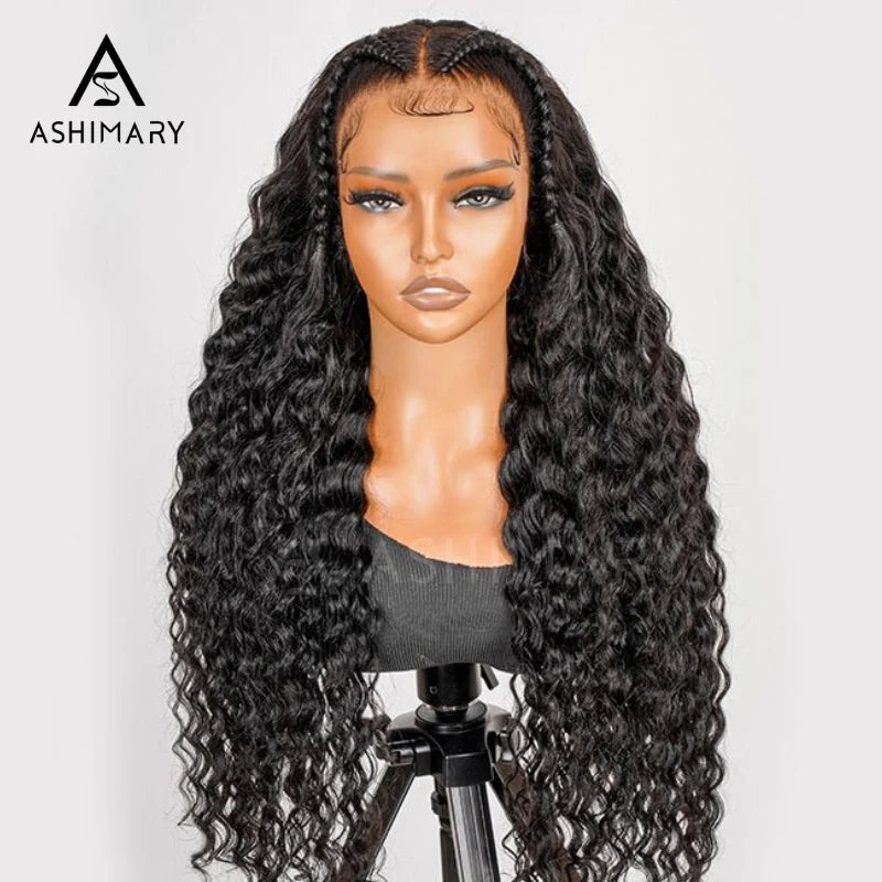 Pull Go 13x6 Full Wig Deep Wave Transparent Lace Frontal Wig Natural Black Color