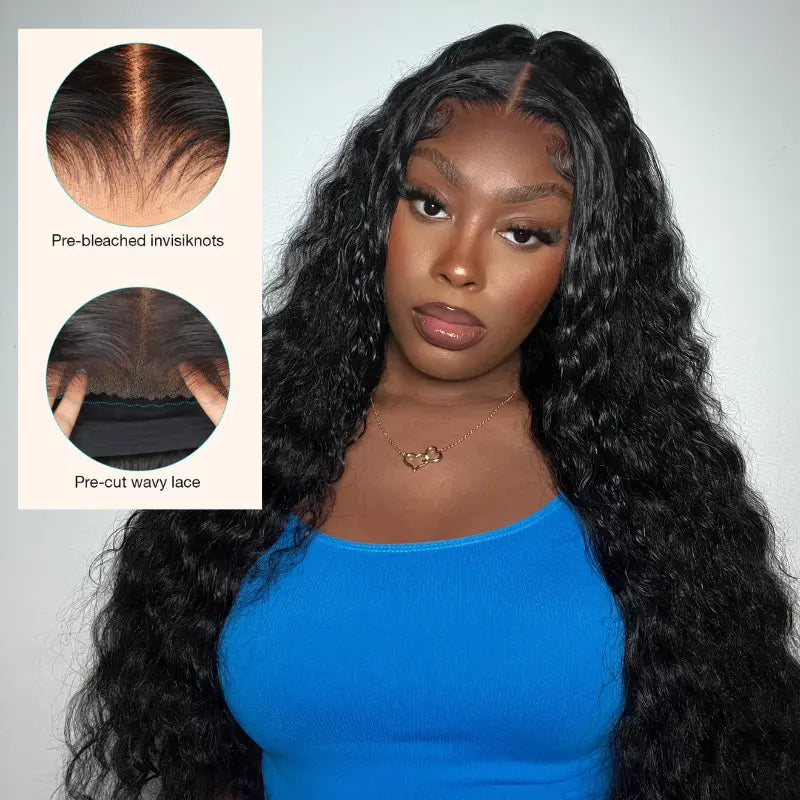 Pull Go 13x6 Full Wig Transparent Glueless Lace Loose Deep Wave Wig Natural Black Color