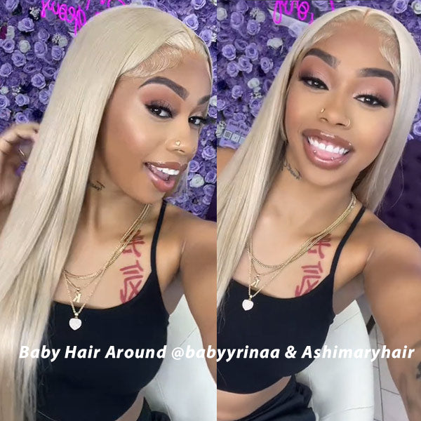 Ashimary Ash Blonde Straight Hair Lace Frontal Wigs Online For Sale