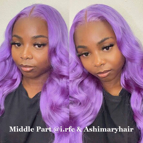 Purple Color Pre Plucked 4*4 5*5 13*4 Transparent Lace Frontal Wigs Body Wave Virgin Hair