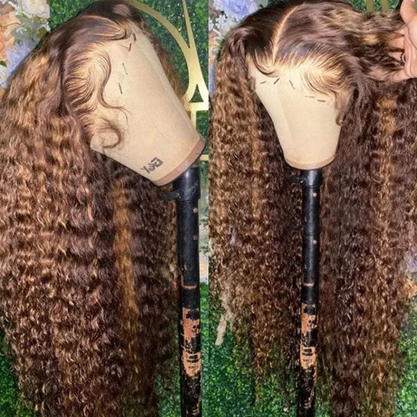 Boho-Chic Ready to Wear Breathable Highlight Water Wave 100% Glueless Wig Human Hair with Pre Cut Lace & Plucked Hairline & Bleached Knots