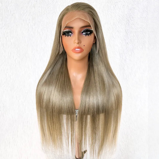Brown Grey Wig 13x4 HD Lace Straight Human Hair