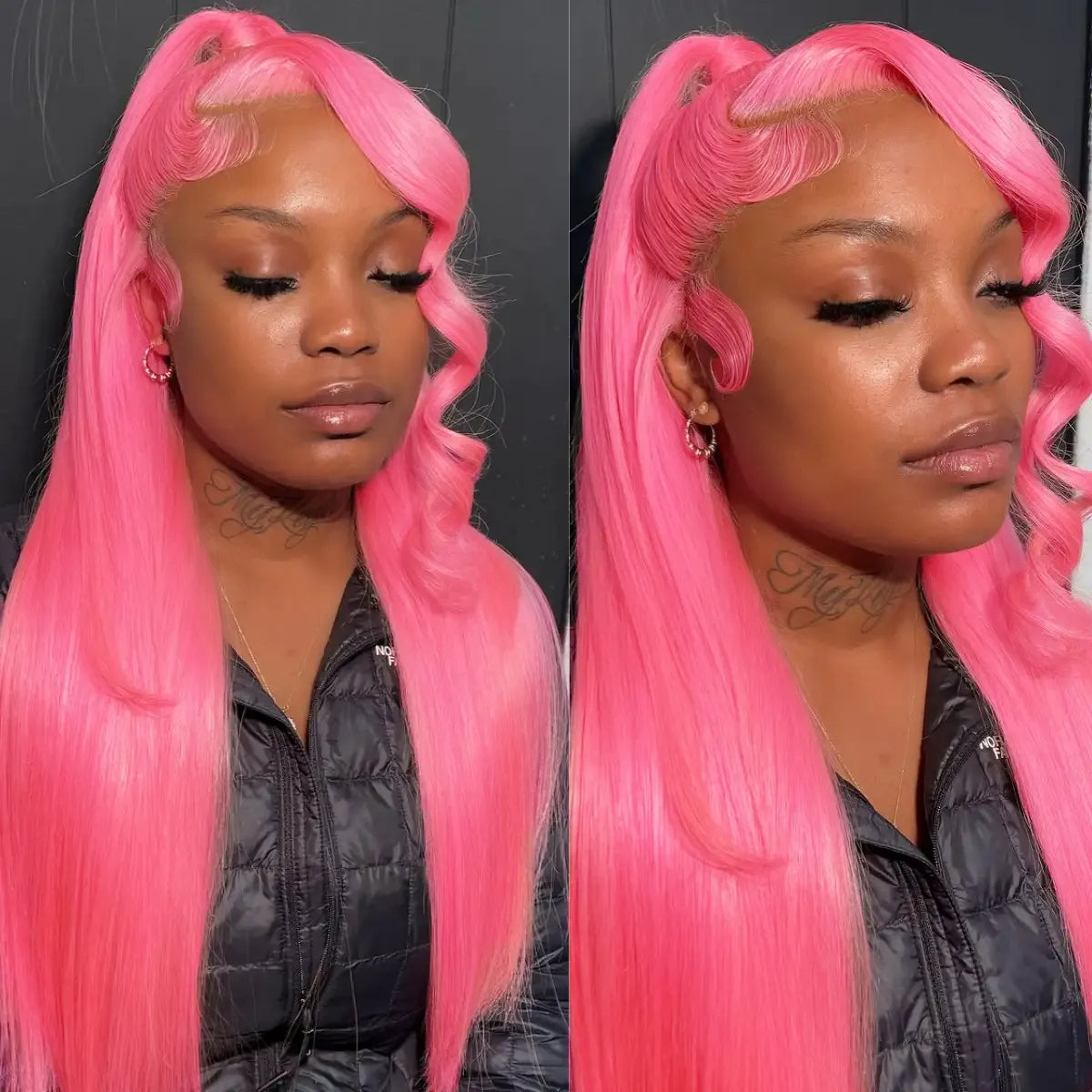 Pink Wig 13*4 Transparent Lace Frontal Wig 5*5 Lace Closure Bone Straight Wig Ashimary Human Hair