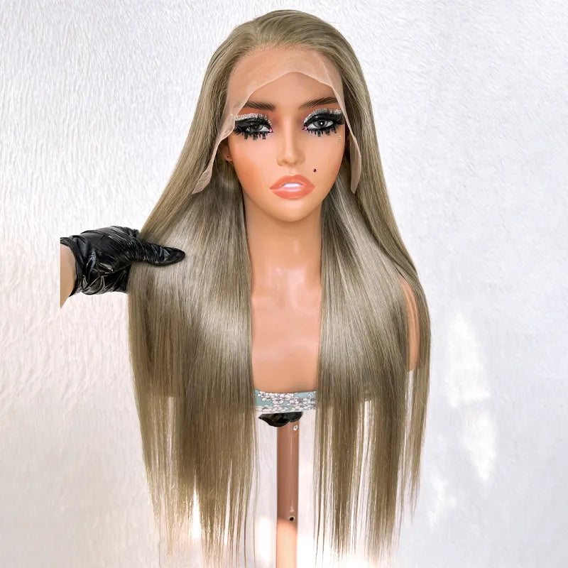 Brown Grey Wig 13x4 HD Lace Straight Human Hair