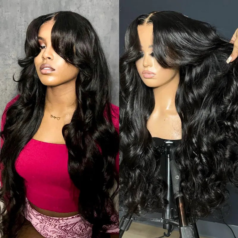 Trendy Layered Cut Body Wave 13x4 Lace Frontal Transparent Lace Wigs 180% Density