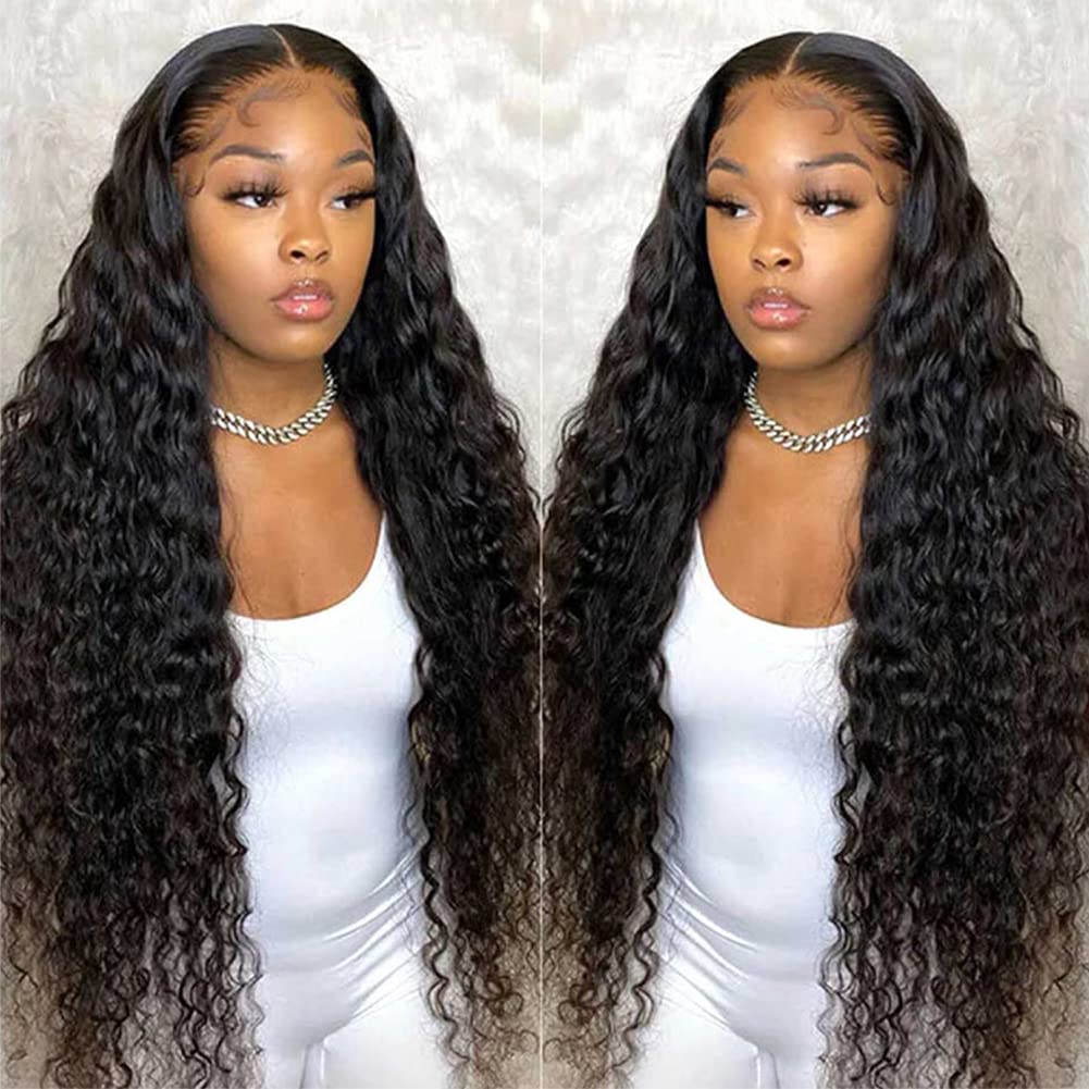 Pull Go 13x6 Full Wig Water Wave Transparent Lace Wig Natural Black Color