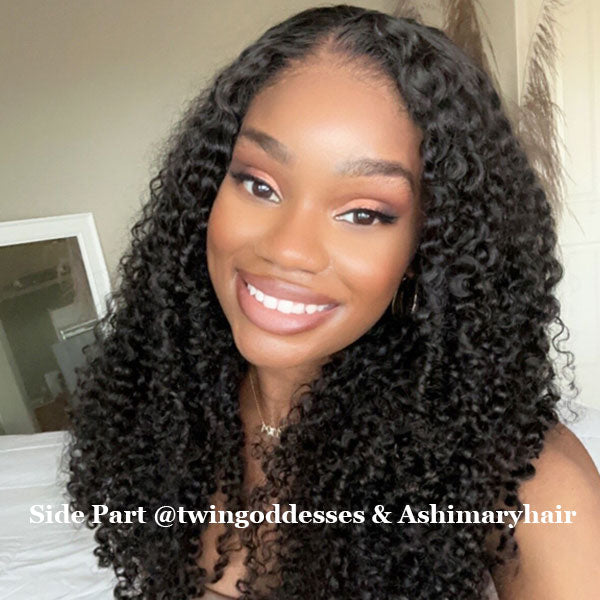 Pull Go 13x6 Full Glueless Lace Wig Transparent Lace Kinky Curly Wig Natural Black Color