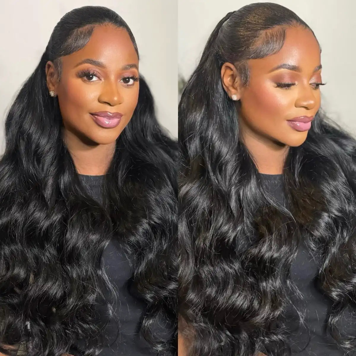 Pull Go 13x6 Full Glueless Wig Transparent Lace Front Wigs Body Wave Natural Black Ashimary Hair