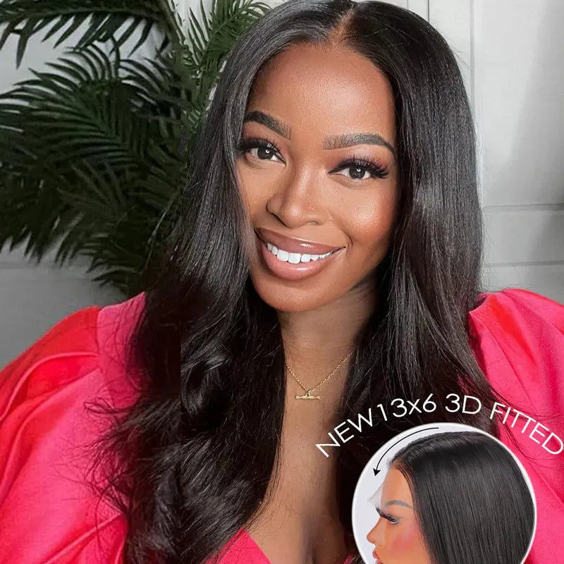 Pull Go 13x6 Full Wig Transparent Lace Parting Max Yaki Straight Wig Natural Black Color Ashimary Hair