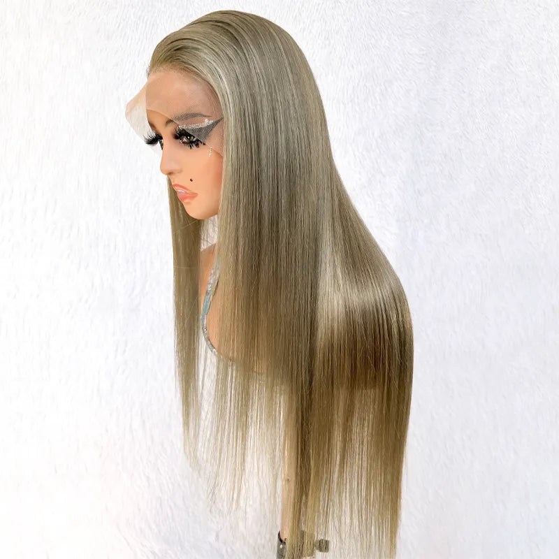 Brown Grey Wig 13x4 HD Lace Straight Human Hair