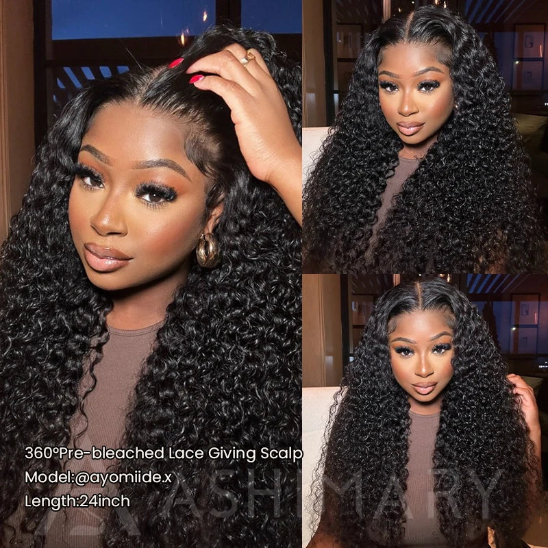 Water Wave Invisi Strap Snug Fit 360 Transparent Lace Frontal Bleached Knots Pre Cut Lace Wig