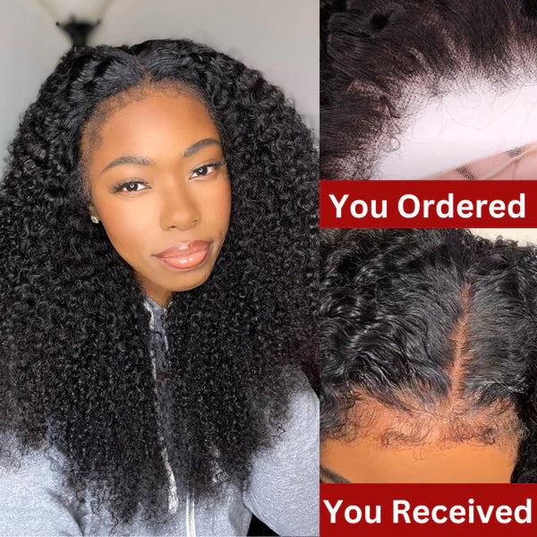 4C Edges Curly Baby Hair 13x4 & 13x6  HD Invisible Lace Frontal Kinky Curly Wigs Pre Bleached Knots Hair