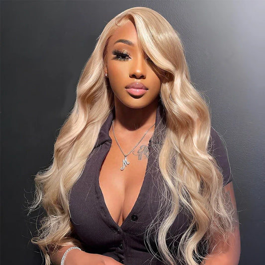 Customized Blonde Balayage on Brown Hair Transparent 13x4 &13x6 Full Lace Frontal Wig Ashimary Hair