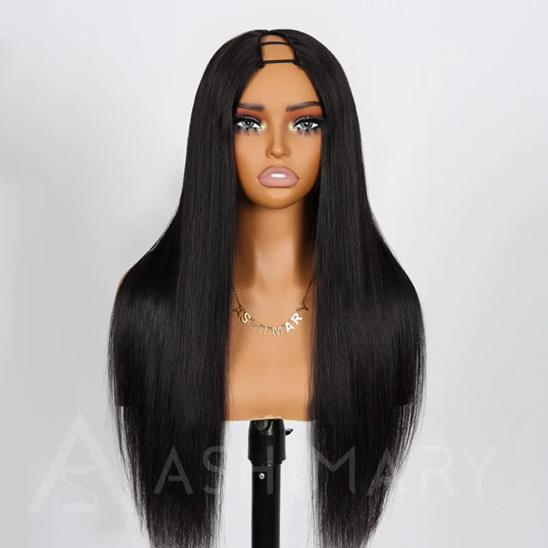 Pull Go Wig | Real Scalp Straight V Part Human Hair Beginner Friendly Thin Part Wig Without Leave Out