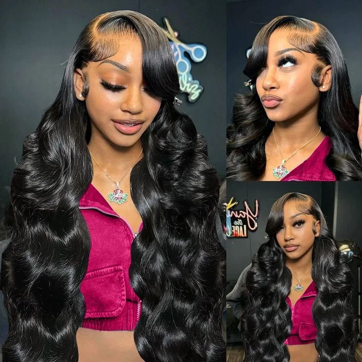 Pull Go 13x6 Full Glueless Wig Transparent Lace Front Wigs Body Wave Natural Black Ashimary Hair