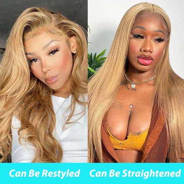 #27 Light Brown 13x4 13x6 Frontal Lace Wigs Pre-plucked Deep Wave Human Hair