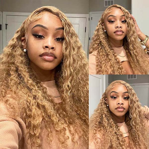 #27 Light Brown 13x4 13x6 Frontal Lace Wigs Pre-plucked Deep Wave Human Hair
