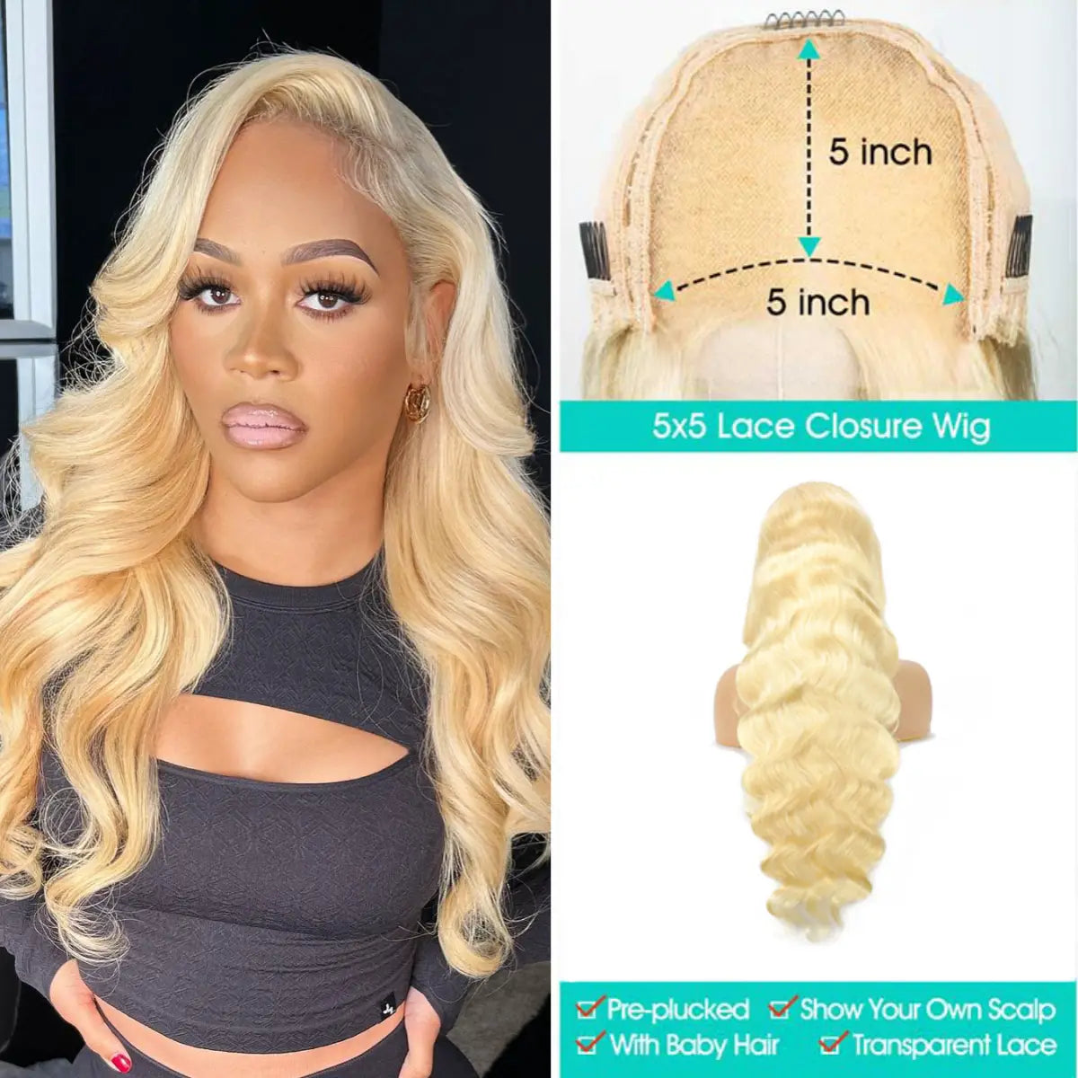 613 Blonde Glueless 4x4 5x5 6x6 Body Wave Lace Wigs 180% 250% Density Wigs Ashimary Virgin Hair