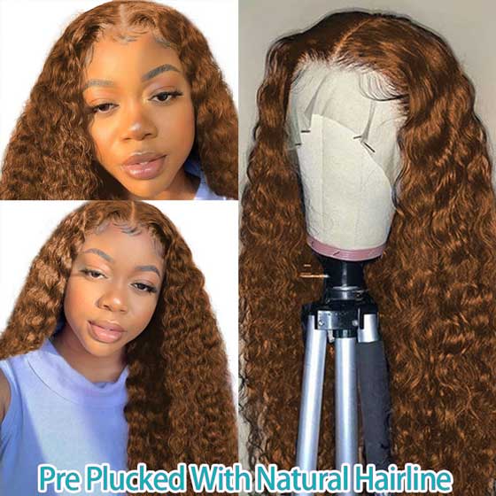 Brown Wig #30 Deep Wave 13*4 13*6 Lace Wigs Pre-plucked Human Hair Lace Front Wigs Luxurious Customization