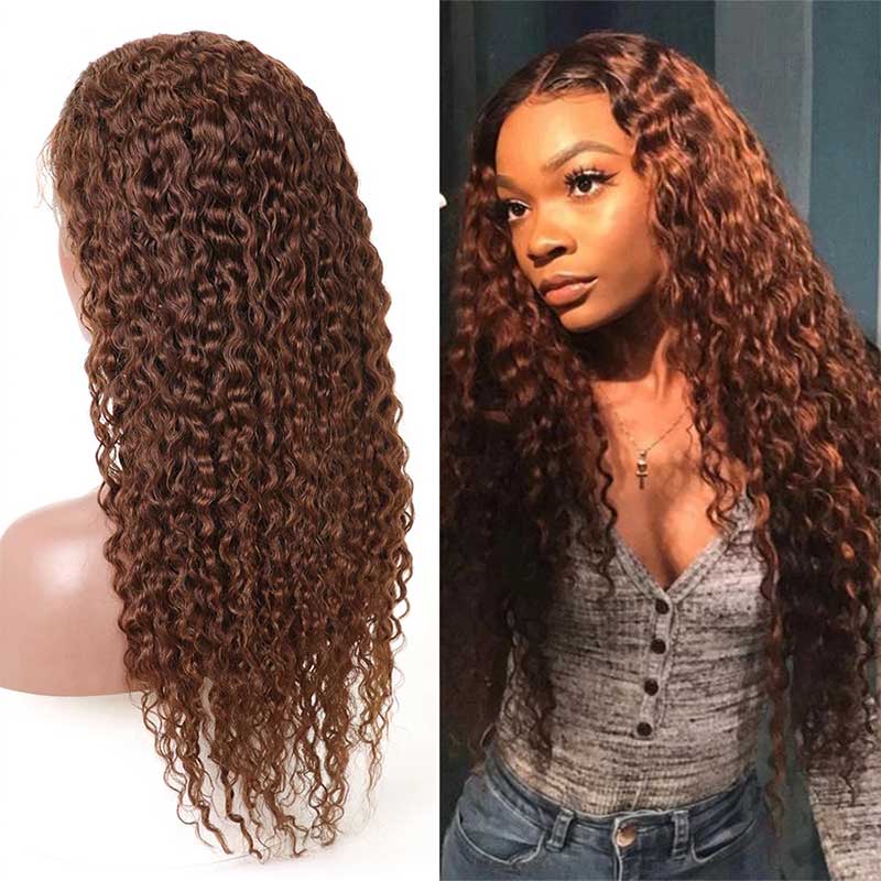 Brown Wig #30 Deep Wave 13*4 13*6 Lace Wigs Pre-plucked Human Hair Lace Front Wigs Luxurious Customization