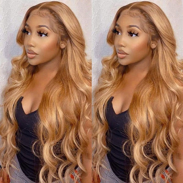 30# Brown 13x4 Body Wave Lace Wigs Pre-plucked Colored Human Hair Lace Front Wigs