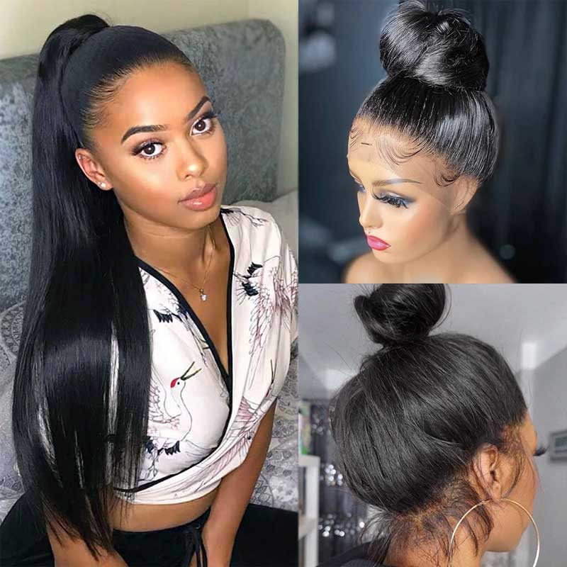 360 Lace Frontal Wig Hd Transparent Lace Straight Brazilian Human Hair 10A Hair Pre-Plucked With Baby Hair