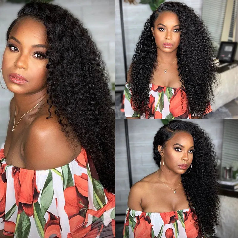 360 Lace Front Kinky  Curly Human Hair Wig For Women