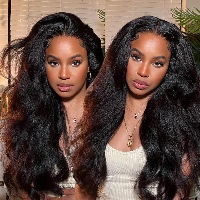 360 Lace Front Kinky  Straight Human Hair Wigs For Women