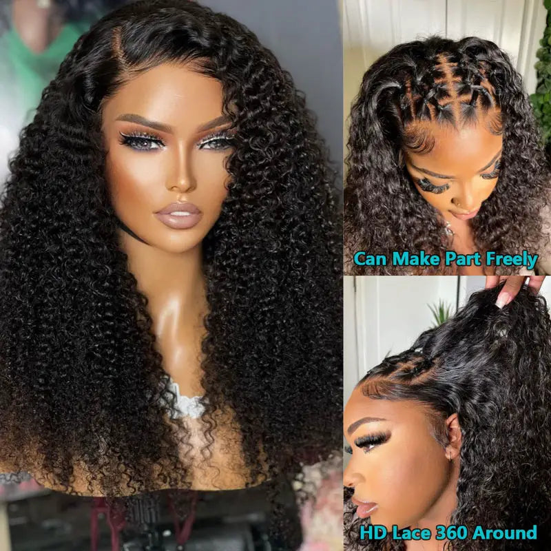 360 Lace Front Kinky  Curly Human Hair Wig For Women
