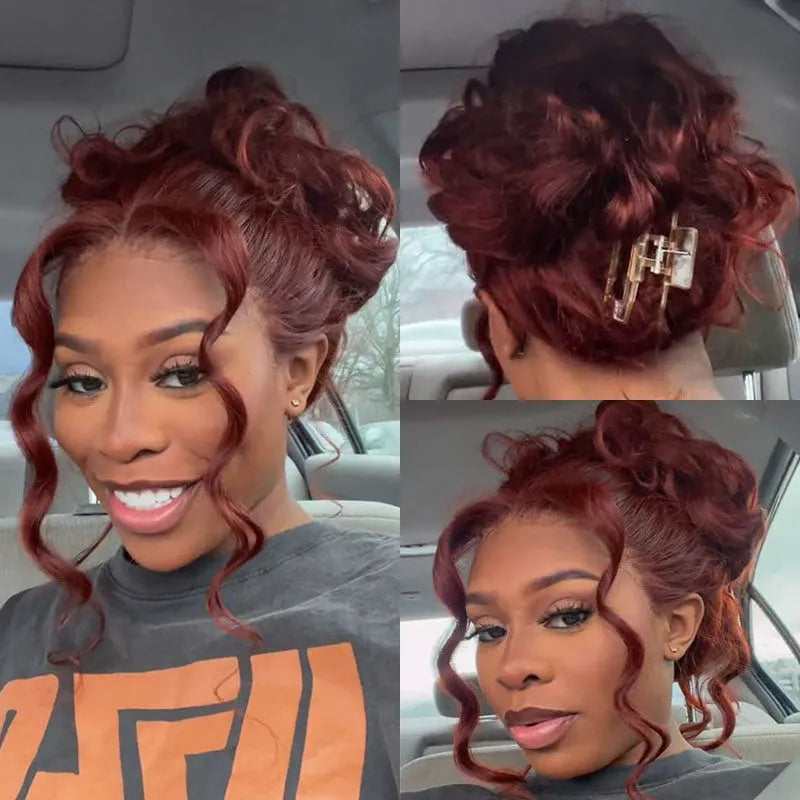 Reddish Brown 360 HD Transparent Lace Frontal Wigs Body Wave & Straight Pre Plucked 100% Human Hair