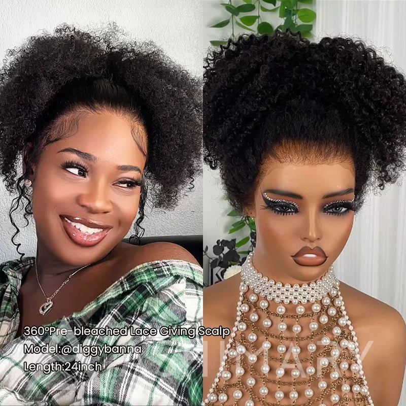 Kinky Curly Invisi Strap Snug Fit 360 Transparent Lace Frontal Bleached  Knots Pre Cut Lace Wig