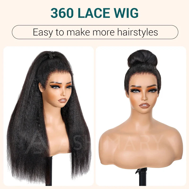 Glueless Newborn Hairline Invisi Strap 360 Skin Lace Frontal Kinky Straight Wig Pre-Everything Natural Look Human Hair Wig